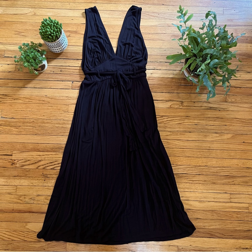 Silence + Noise Black Dress, Urban Outfitters, Tank Sleeves, Tie Waist